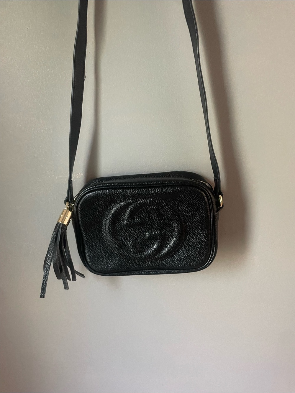 Gucci Black Leather Crossbody Soho Disco Camera Bag with Tassel